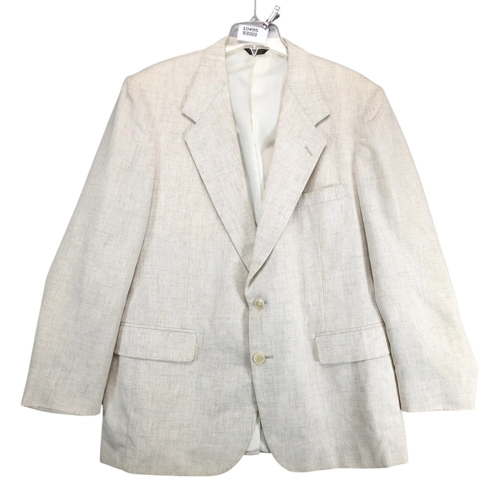 Farah Beige Sport Coat Mens 44R Textured Classic 2-Button Jacket Resort Casual